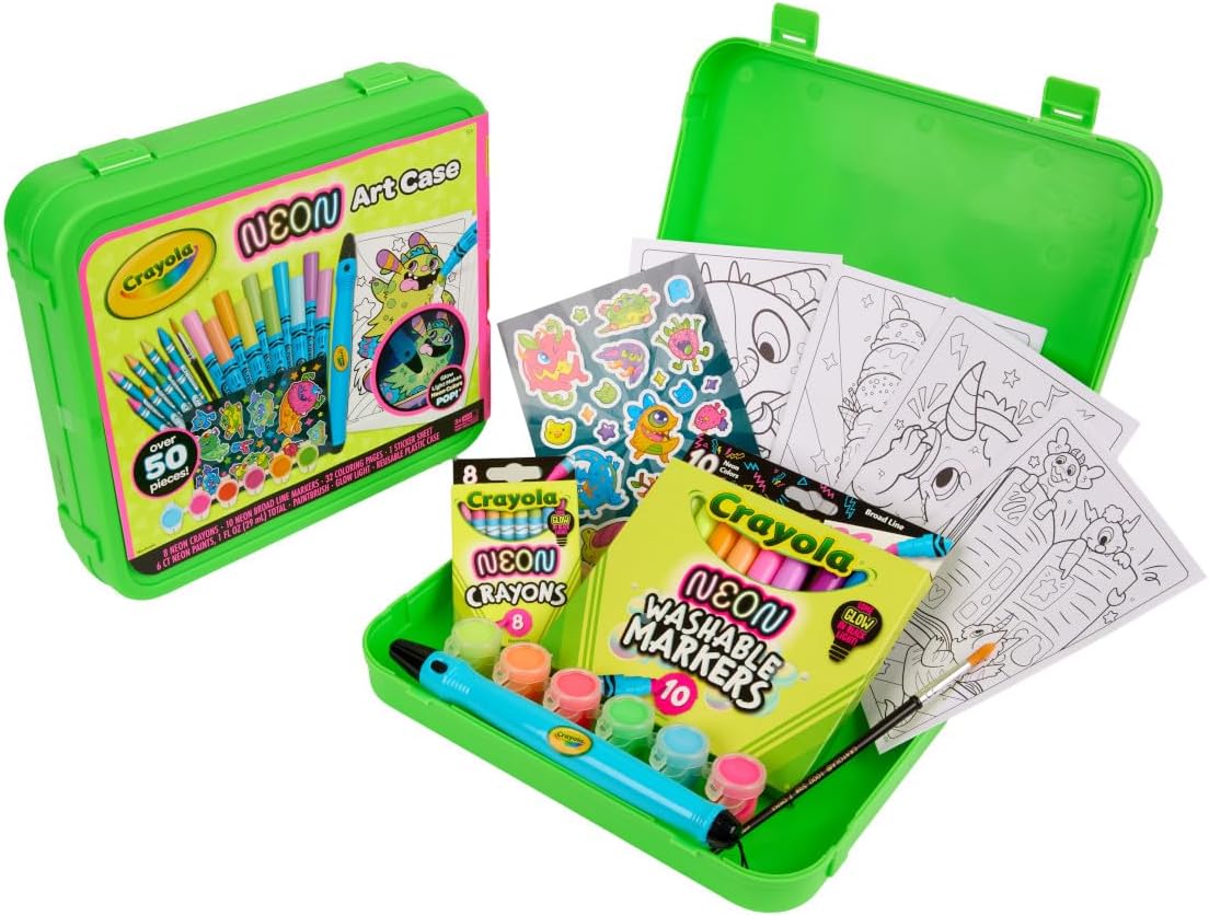 Crayola Neon Art Case (50+pcs), Neon Paint, Markers & Crayons