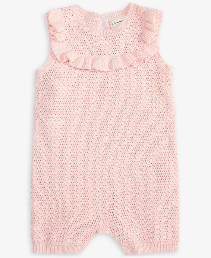 First Impressions Baby Girls Pointelle Cotton Ruffled Romper