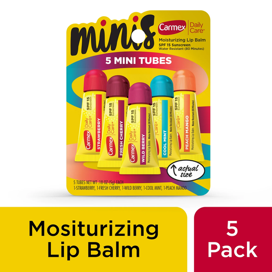 Carmex Minis Tubos de Bálsamo Labial Hidratante de Cuidado Diario con SPF 15