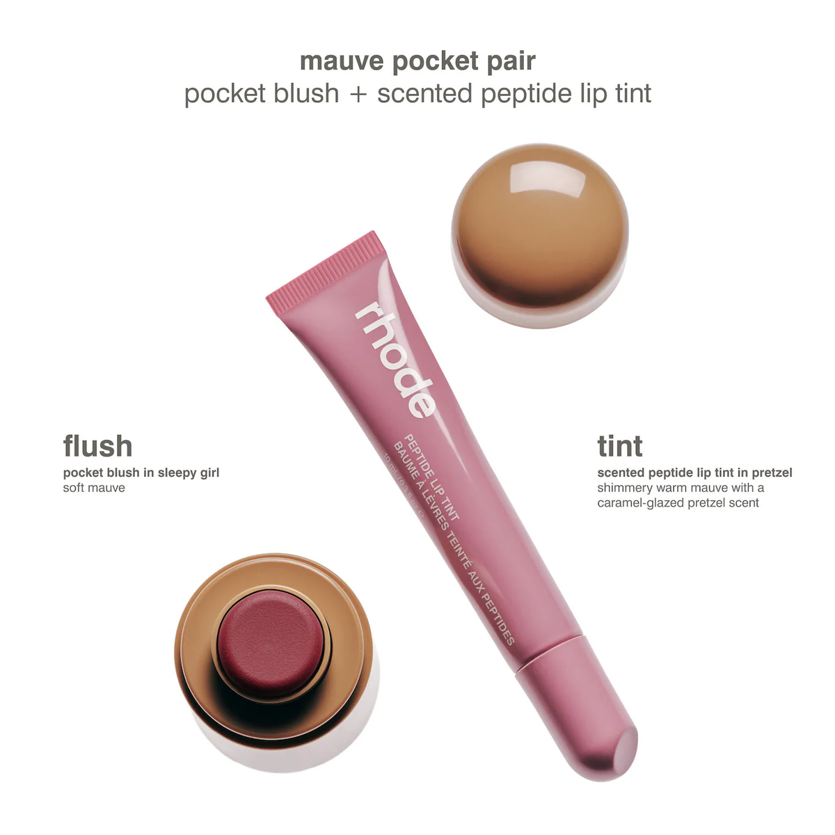 rhode Pocket Pair Limited Edition Lip + Cheek Set  Mauve Pair- sleepy girl + pretzel