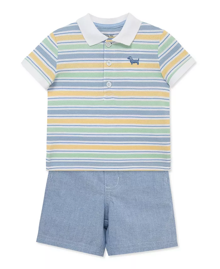 Little Me Baby Boys' Collared Neck Polo Shirt and Shorts, 2-Piece Set