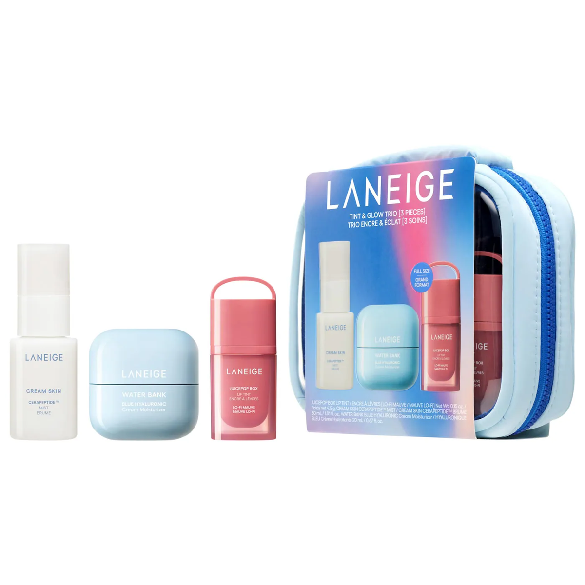 LANEIGE Tint & Glow Mini Korean Skincare + JuicePop Box Lip Tint Gift Set