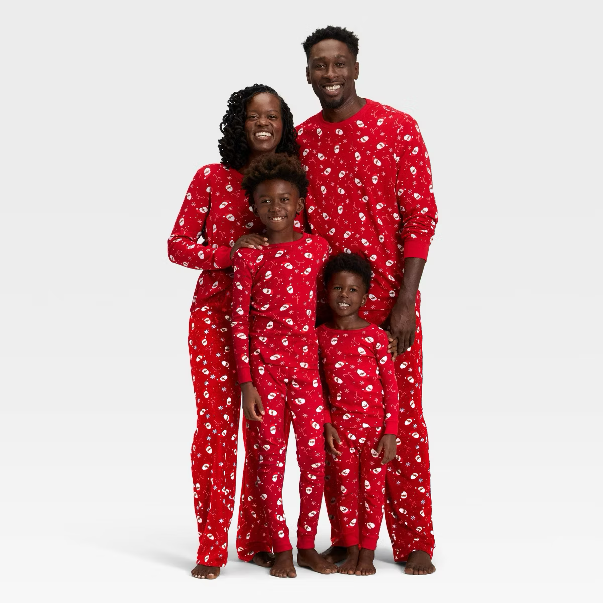 Santa Print Ribbed Holiday Matching Family Pajama
