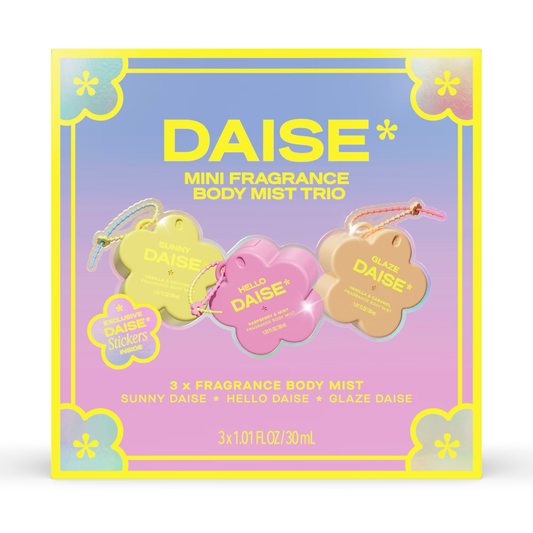 DAISE Mini Fragancia Body Mist Trío + Stickers - Sunny DAISE, Hello DAISE, Glaze DAISE