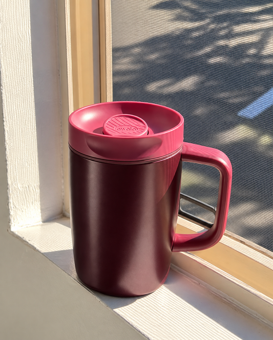 Owala Black Cherry SmoothSip Slider Stainless Steel Insulated Travel Mug with Handle 120z