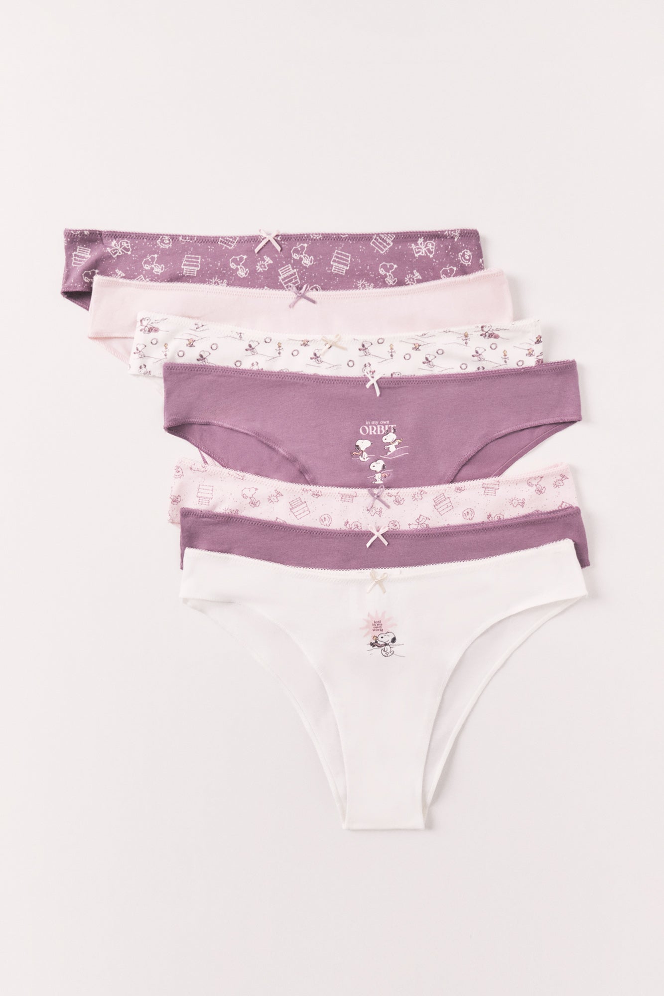 Pack 7 panties de algodón estampado de Snoopy