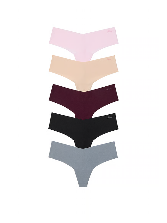 PINK 5-Pack No-Show Thong Panties