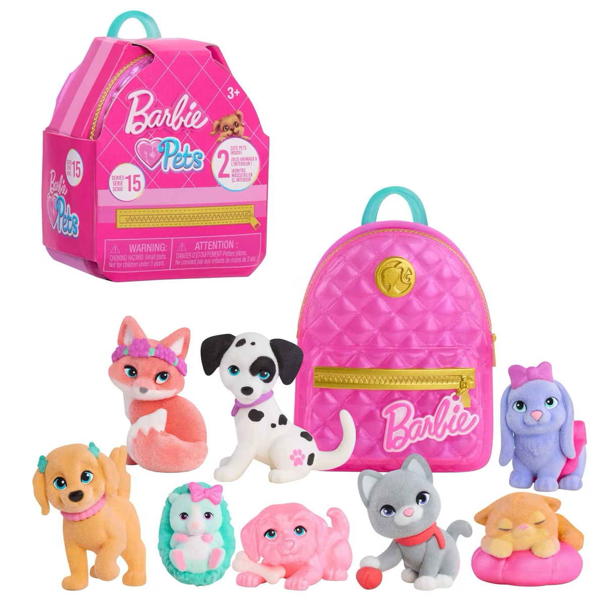 Barbie Mini Collectible 2 Flocked Pet Figures in Blind Capsule