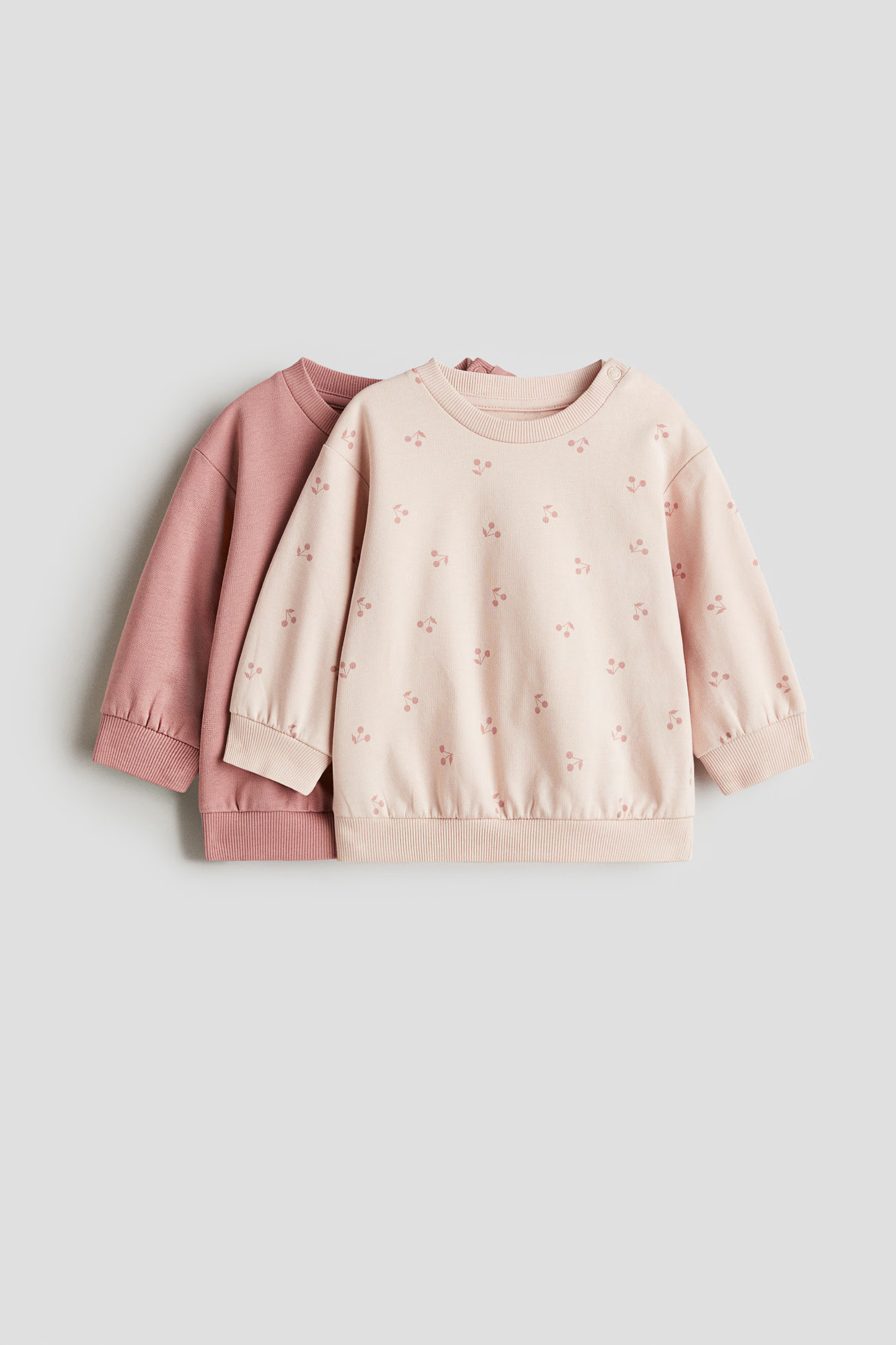 HM 2-PACK COTTON SWEATSHIRTS PINK/CHERRIES