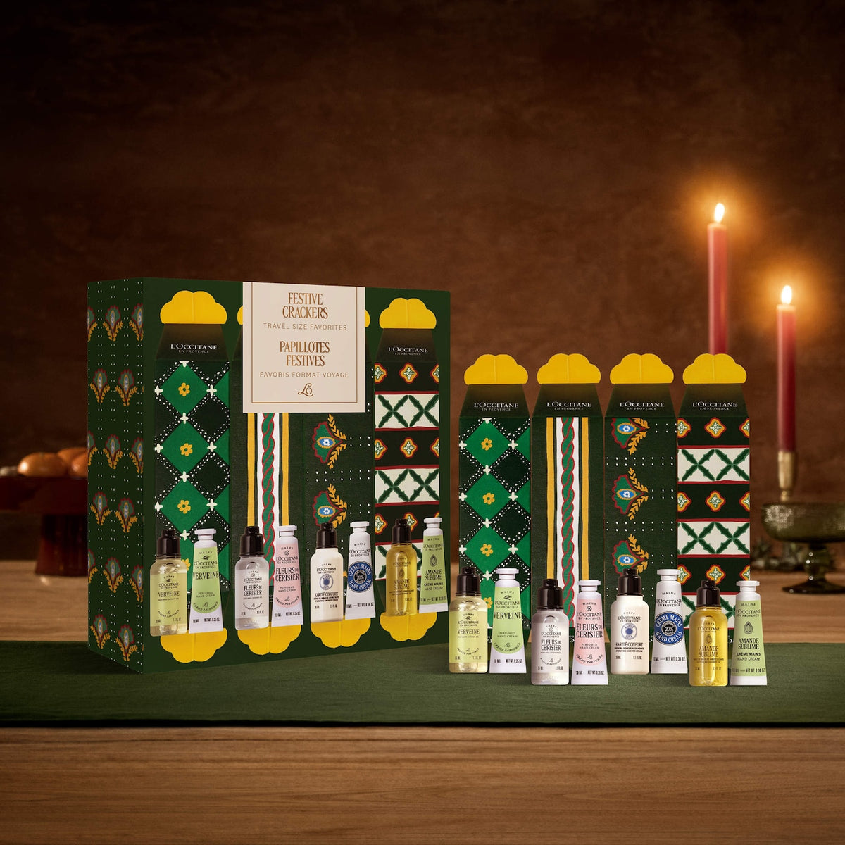 L'Occitane  Festive Crackers - Travel Size Cleanse & Moisturize Body Gift Set