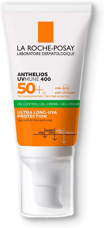 La Roche-Posay Anthelios Oil Control Toque Seco FPS 50+, Protector Solar Facial en Gel-Crema para Piel Grasa y Sensible