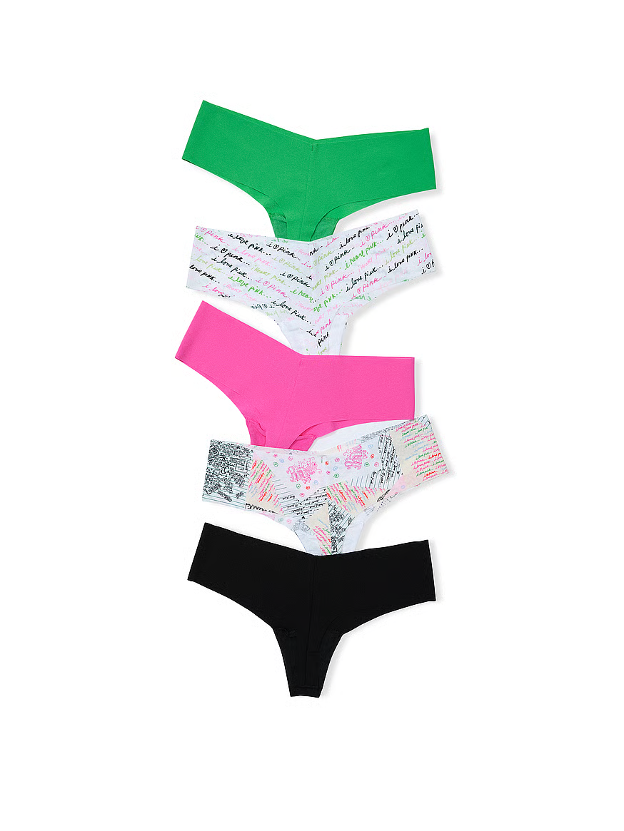 PINK 5-Pack No-Show Thong Panties