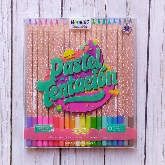 SET 20 LAPICES DE COLORES PASTEL TENTACION x20 by MOOVING