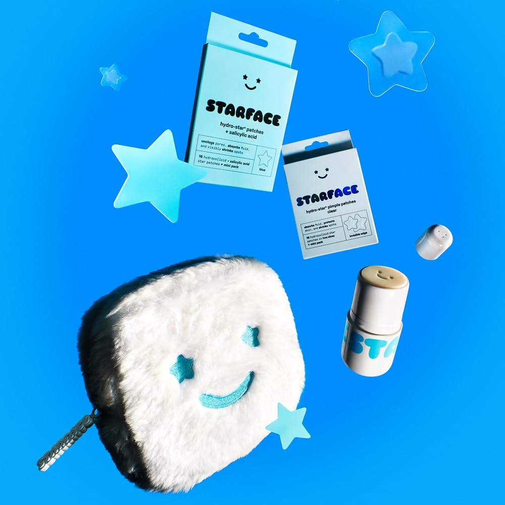Starface Gift Set, Clear + Blue Patch (32 ct) + Vanilla Star Hydrating Balm