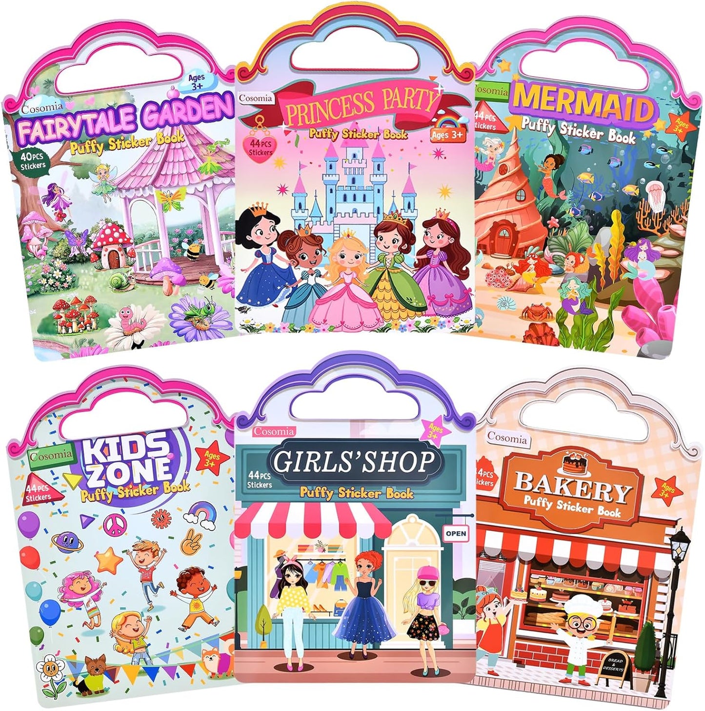 6 Set (260pcs) Puffy Sticker Books Activity for Girls