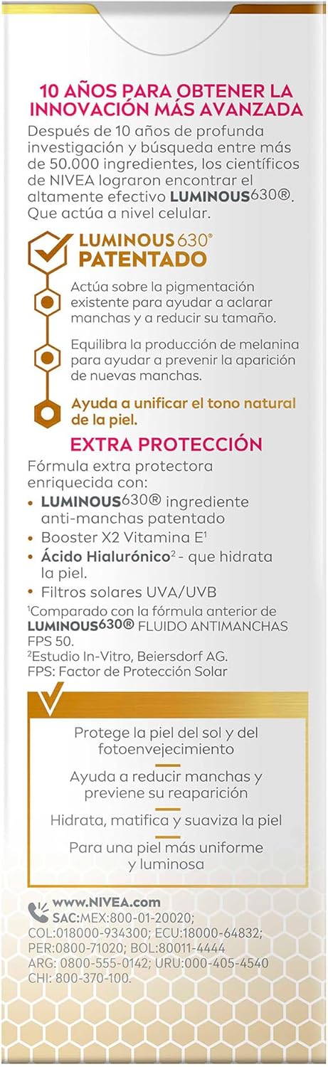 NIVEA Cellular LUMINOUS630 Anti-manchas Fluido Facial Aclarador de Piel FPS50