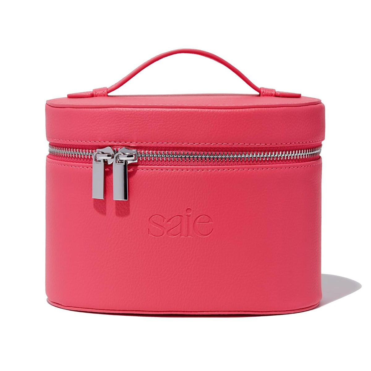 Saie Mini Vanity Case, Vegan Leather Makeup Bag, Fuchsia