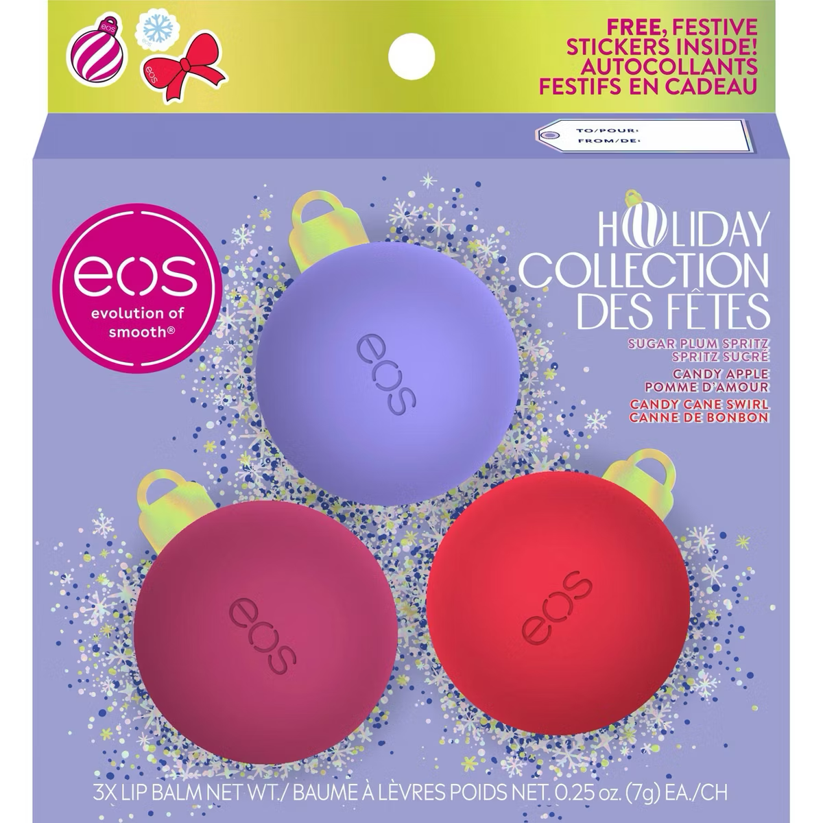 eos Holiday Lip Balm Spheres - Sugar Plum Spritz, Candy Apple Sphere, Candy Cane Swirl