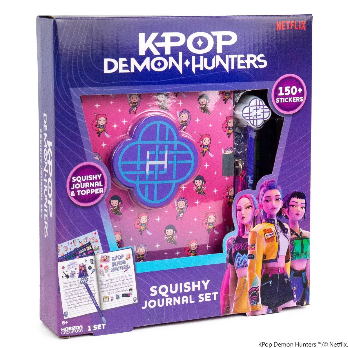 KPop Demon Hunters Squishy Journal with Topper Pen Set
