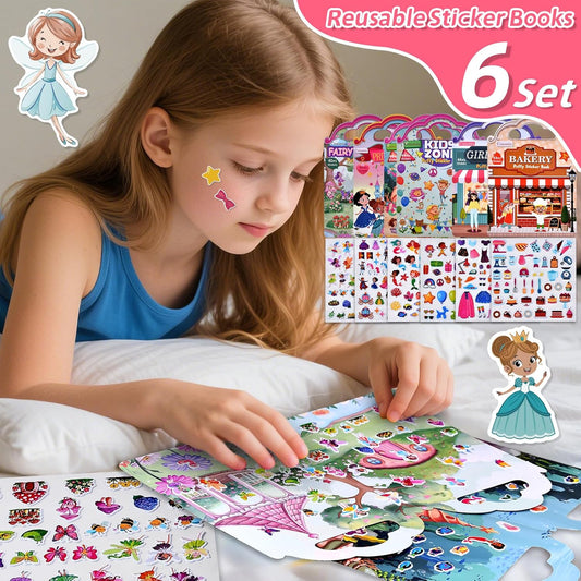 6 Set (260pcs) Puffy Sticker Books Activity for Girls