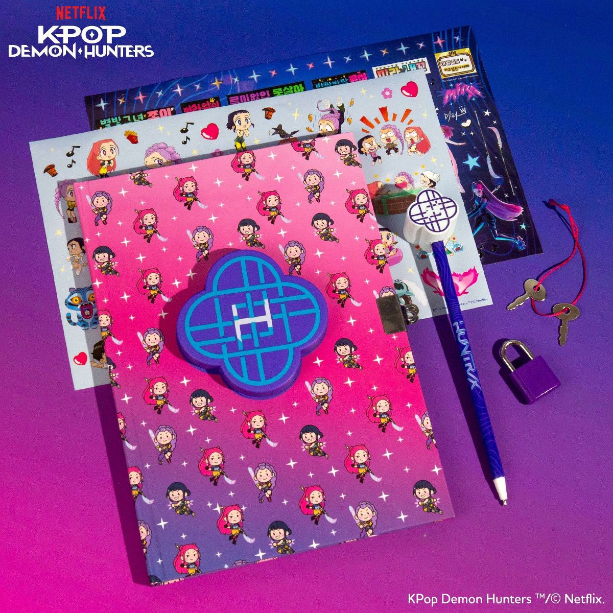 KPop Demon Hunters Squishy Journal with Topper Pen Set