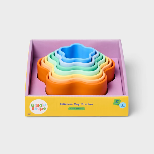 Silicone Cup Stacker - 7pc - Gigglescape™: Baby Stacking Toys, Creativity & Fine Motor Skills, 6 Months+