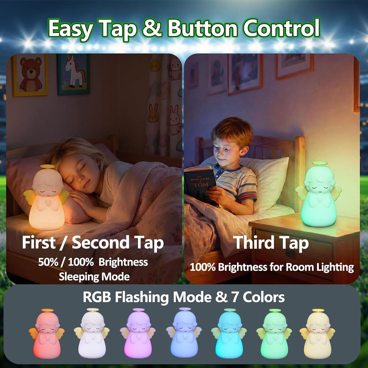 Angel Night Light, Cute Guardian Silicone Lamp- Lamparita de Angel