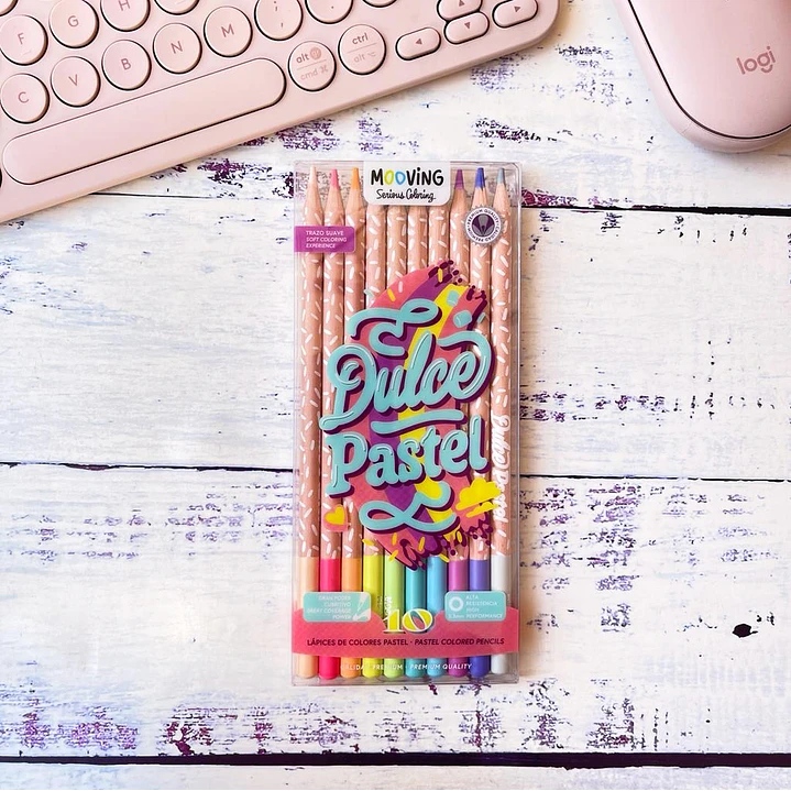 SET 10 LAPICES DE COLORES DULCE PASTEL x10 byMOOVING