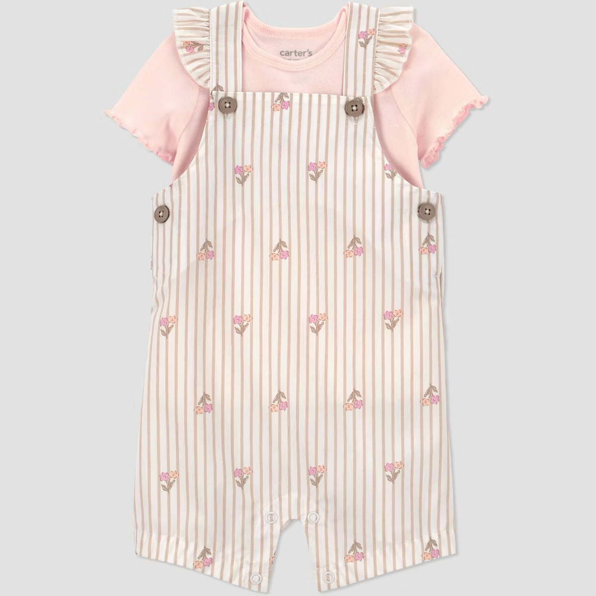 Carter's Just One You® Baby Girls' 2pc Striped Floral Overalls Set