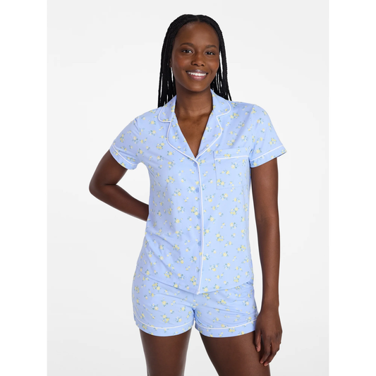 Pijama de Short Flores Amarillas