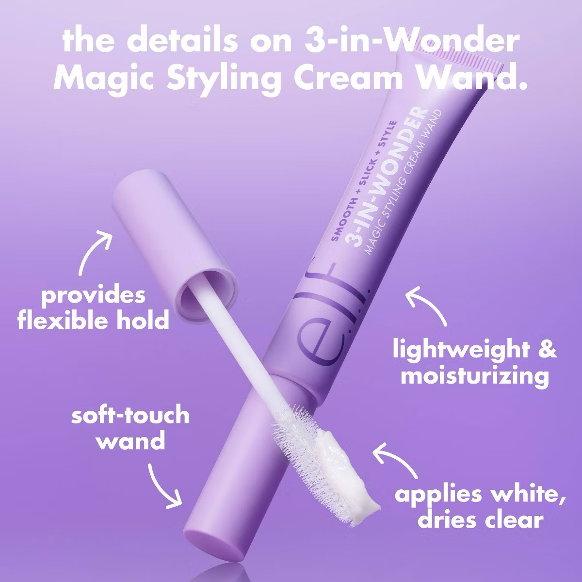 e.l.f. Hair 3-in-Wonder Magic Styling Cream Wand - Smooth Frizz + Slick Flyaways