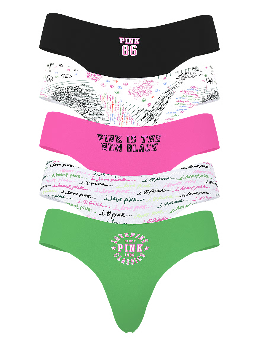 PINK 5-Pack No-Show Thong Panties