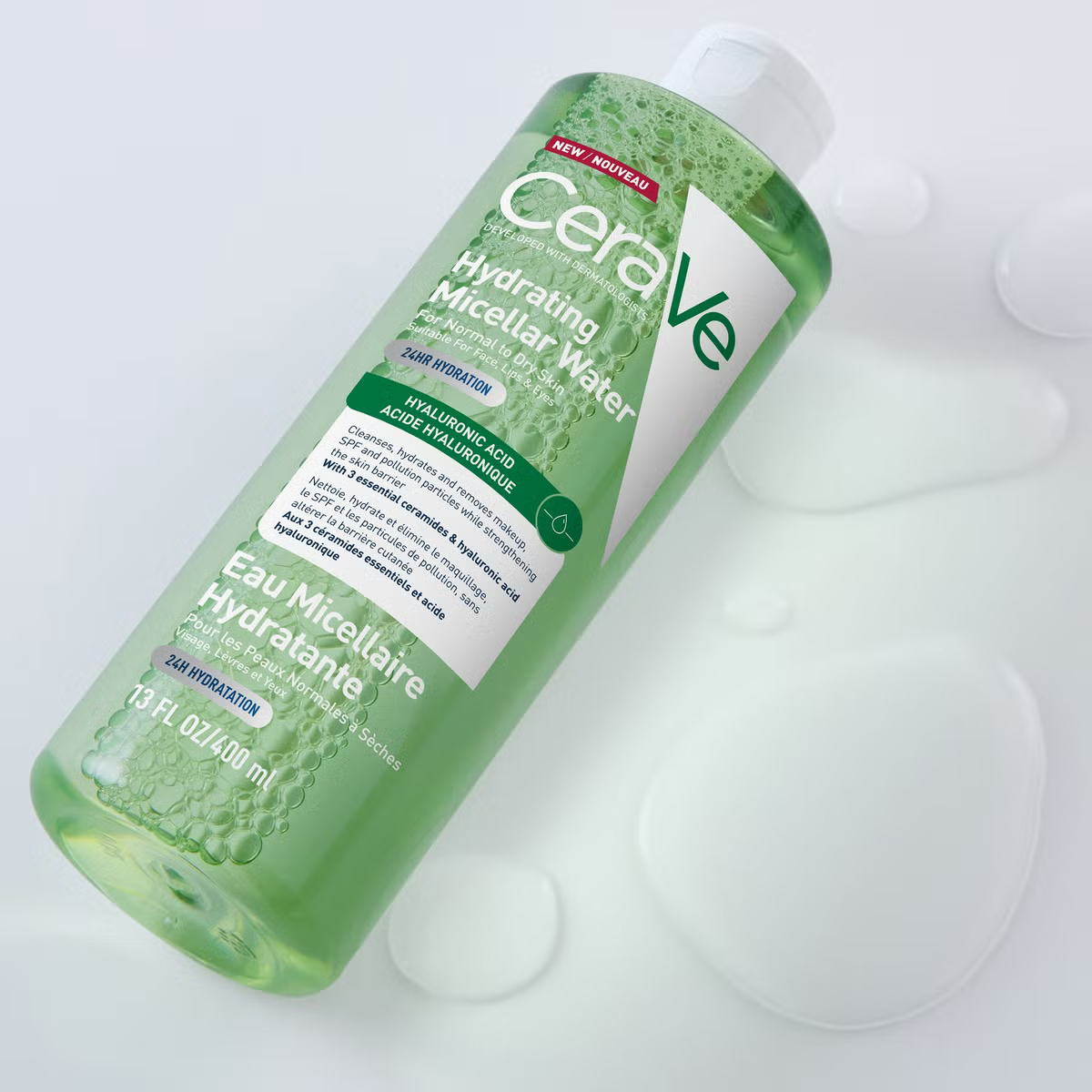 CeraVe Hydrating Micellar Water Makeup Remover, 3 Essential Ceramides, Hyaluronic Acid, Normal to Dry Skin, Face Lips & Eyes