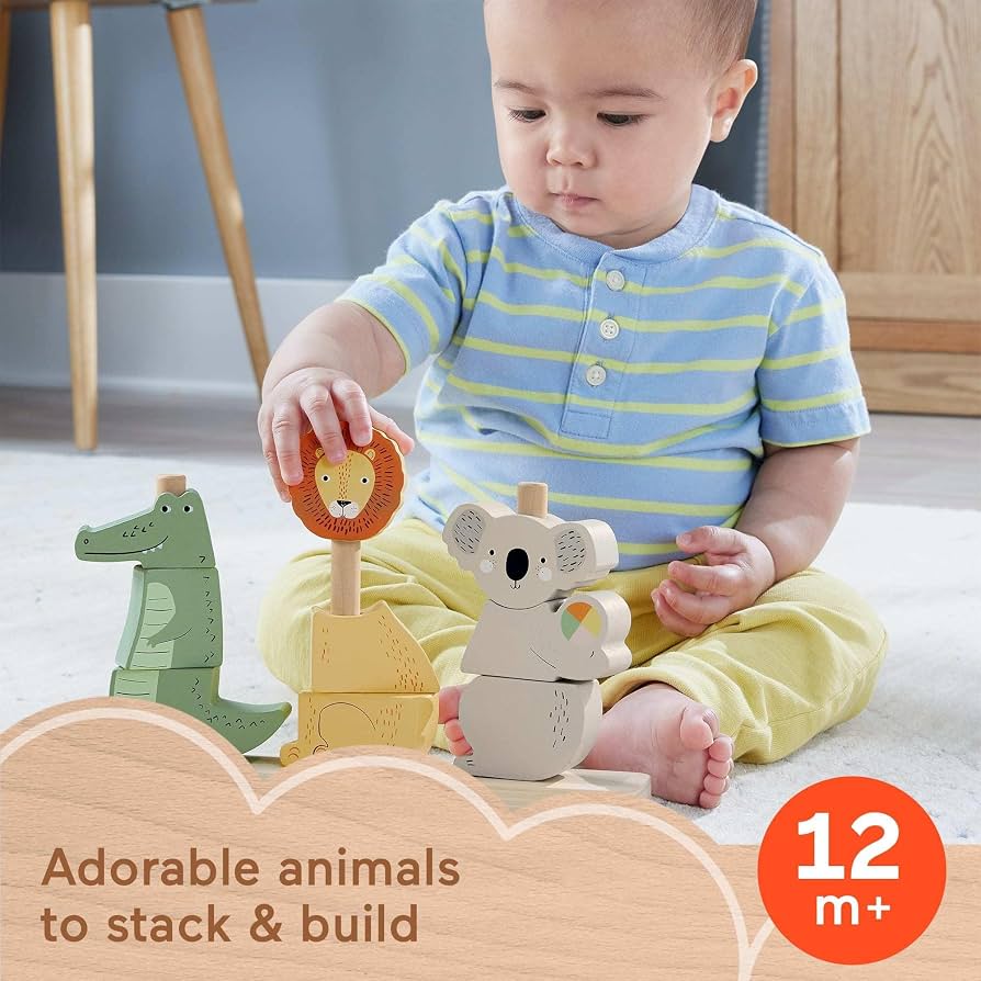 Fisher Price Wooden Stack and Sort Animals 10-Piece Puzzle