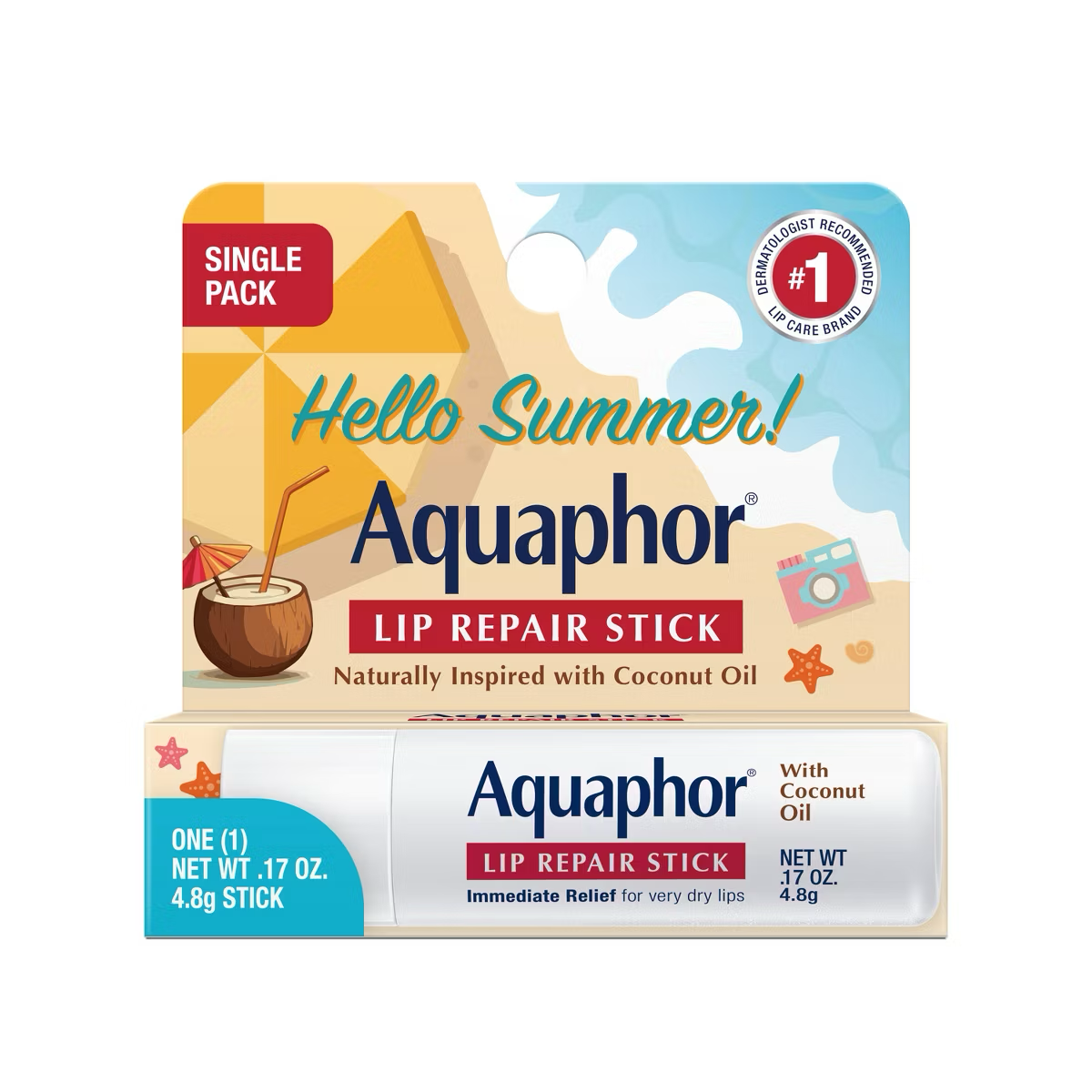 Aquaphor Lip Naturals Coconut Single Summer Pack Lip Balm