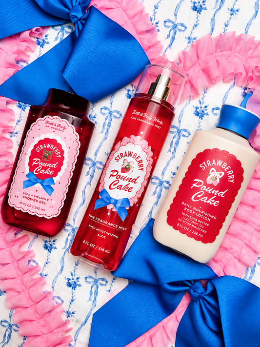Set 3pcs Strawberry Pound Cake Bath&BodyWorks