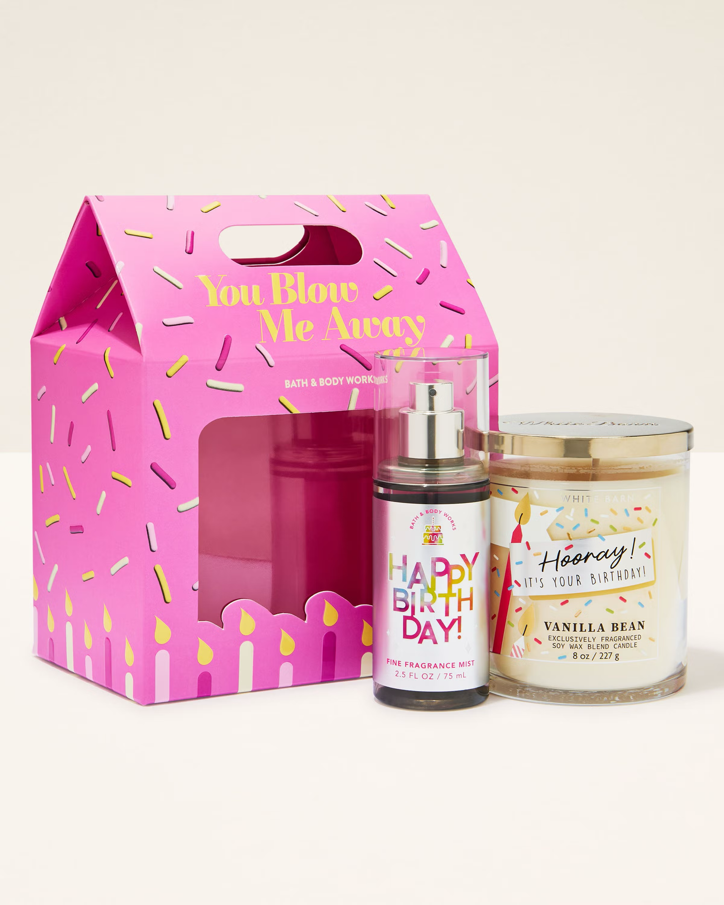 Bath & Body Works Birthday Vanilla Gift Set Vela 1 Mecha + Mini Splash