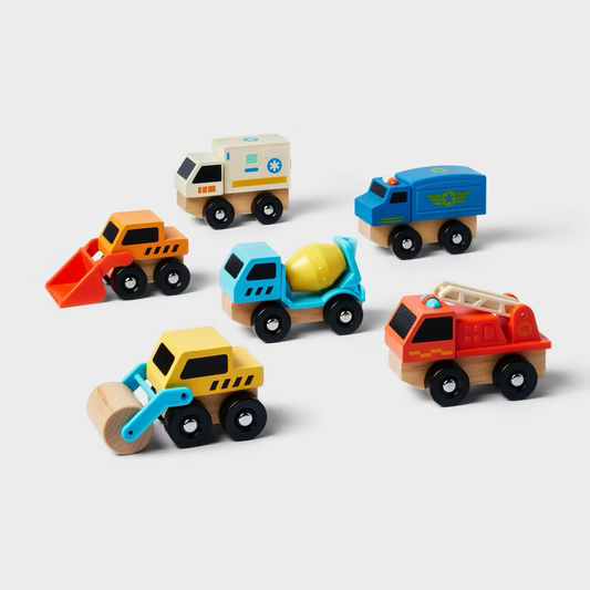 Wooden Vehicle - 6pk - Gigglescape™/ Carritos de Madera