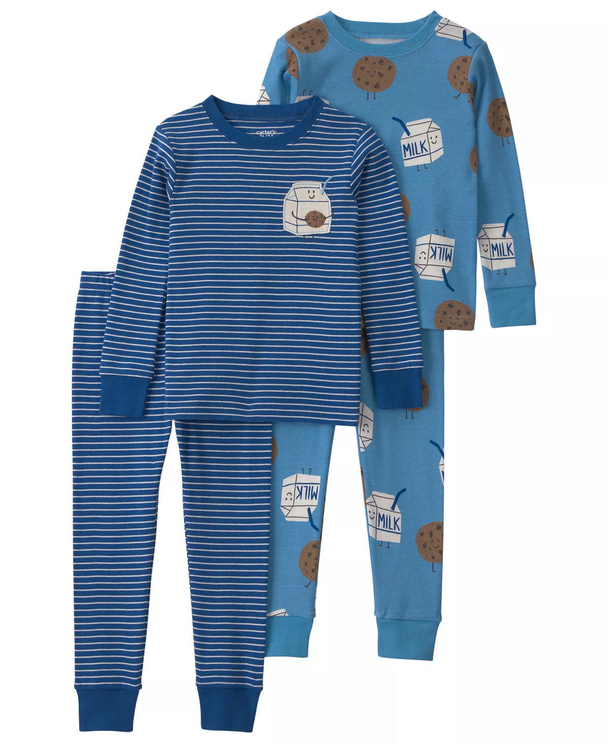 Carter's Toddler Boys' 2T-5T Milk & Cookies 2 Pajama Set, 4-Piece Set