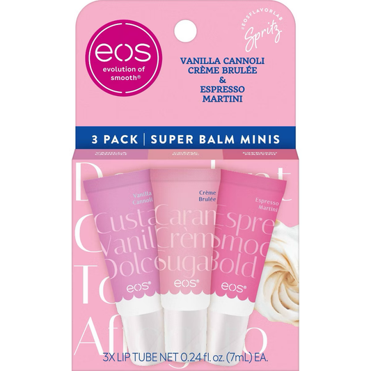 eos 24H Moisture Super Balm Minis - Vanilla Cannoli, Crème Brulée, Espresso Martini