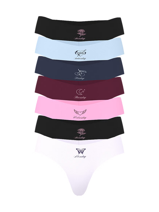 PINK 7-Pack No-Show Thong Panties