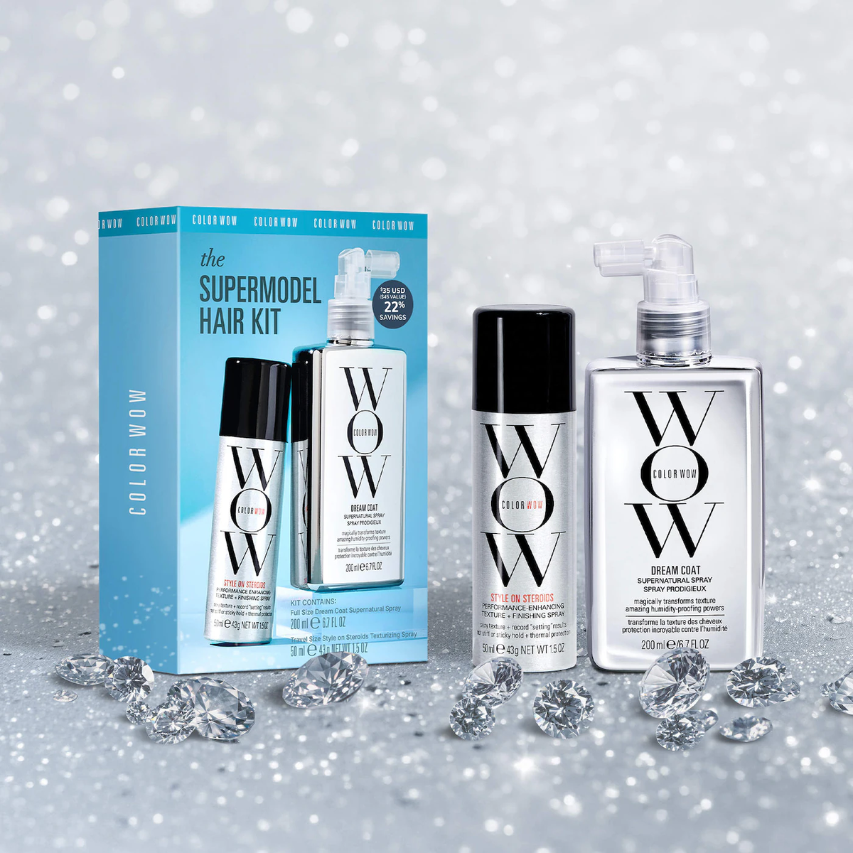 COLOR WOW Dream Coat Treatment Spray and Mini Style on Steroids Texture Spray Set
