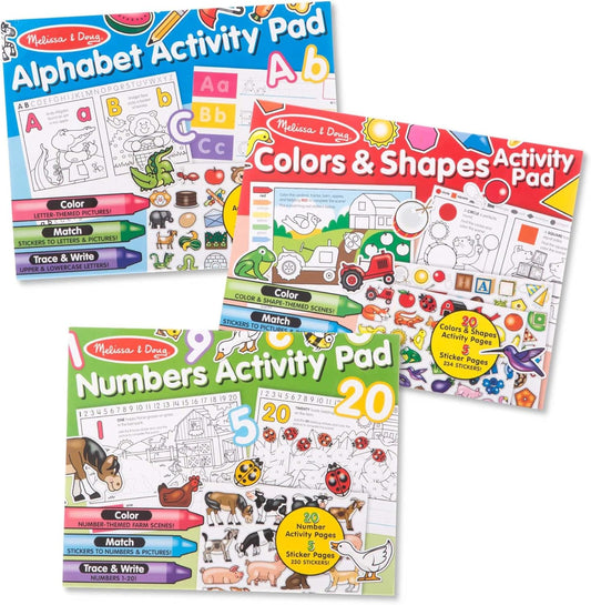 Melissa & Doug Activity Pads  Alfabeto, Colores & Figuras y Números