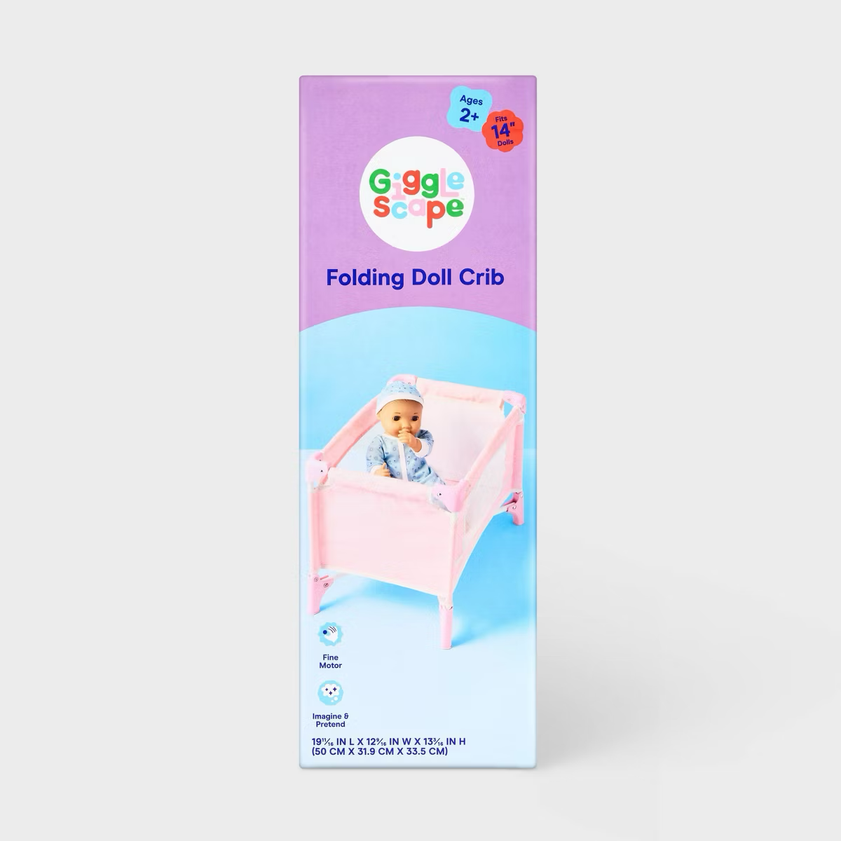 Pink Dot Folding Doll Crib for 14" - 16" Dolls - Gigglescape™