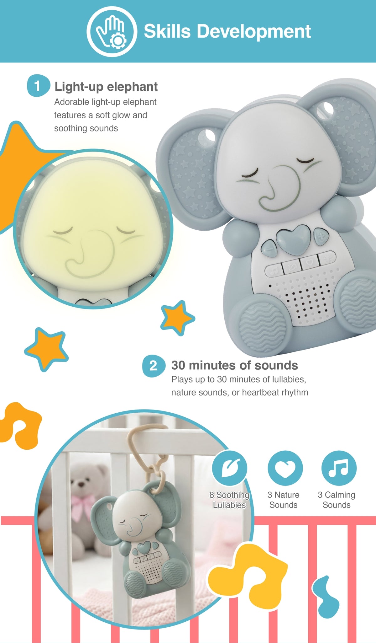 On-the-Go Light-up Soother - Elephant | Baby Product