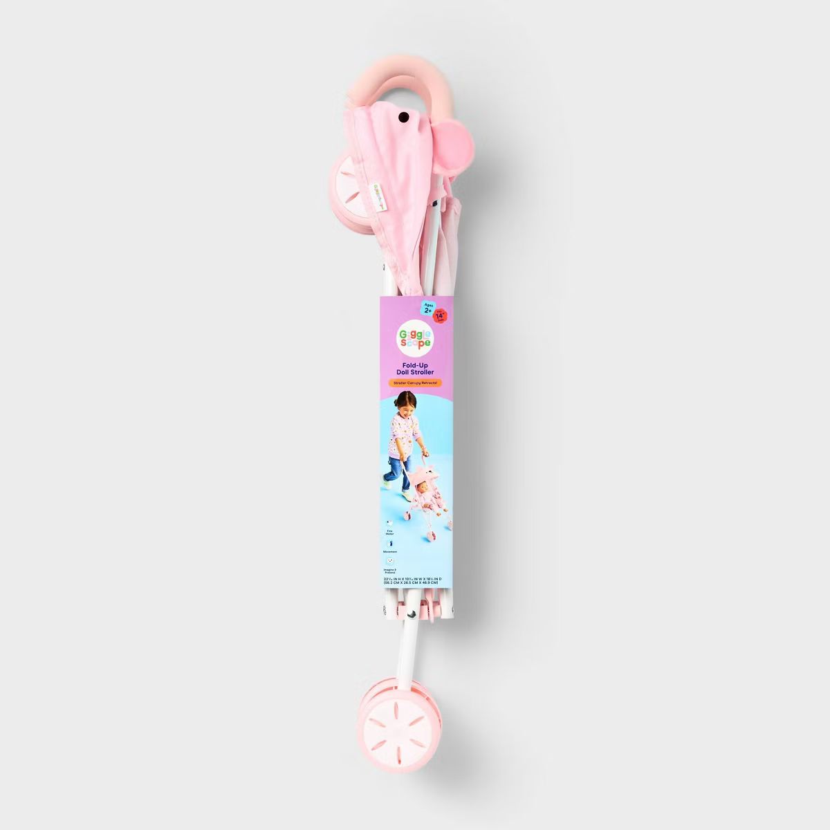 Cochecito- Pink Dot Bear Fold-Up Doll Stroller for 14" - 16" Dolls - Gigglescape