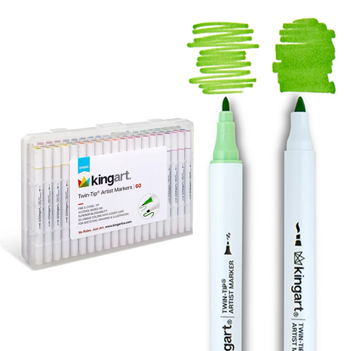 KINGART Twin-Tip Sketch Markers 60 Colors