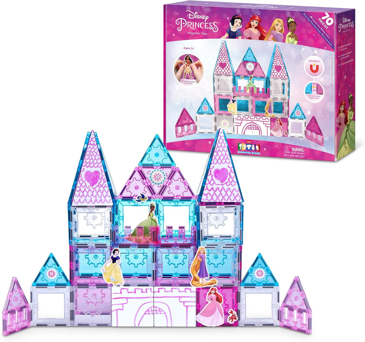 Disney Princess Castle Magnetic Tiles 70 Piece Playset