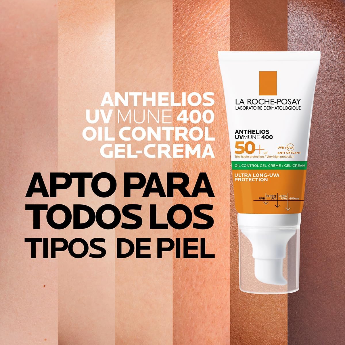 La Roche-Posay Anthelios Oil Control Toque Seco FPS 50+, Protector Solar Facial en Gel-Crema para Piel Grasa y Sensible