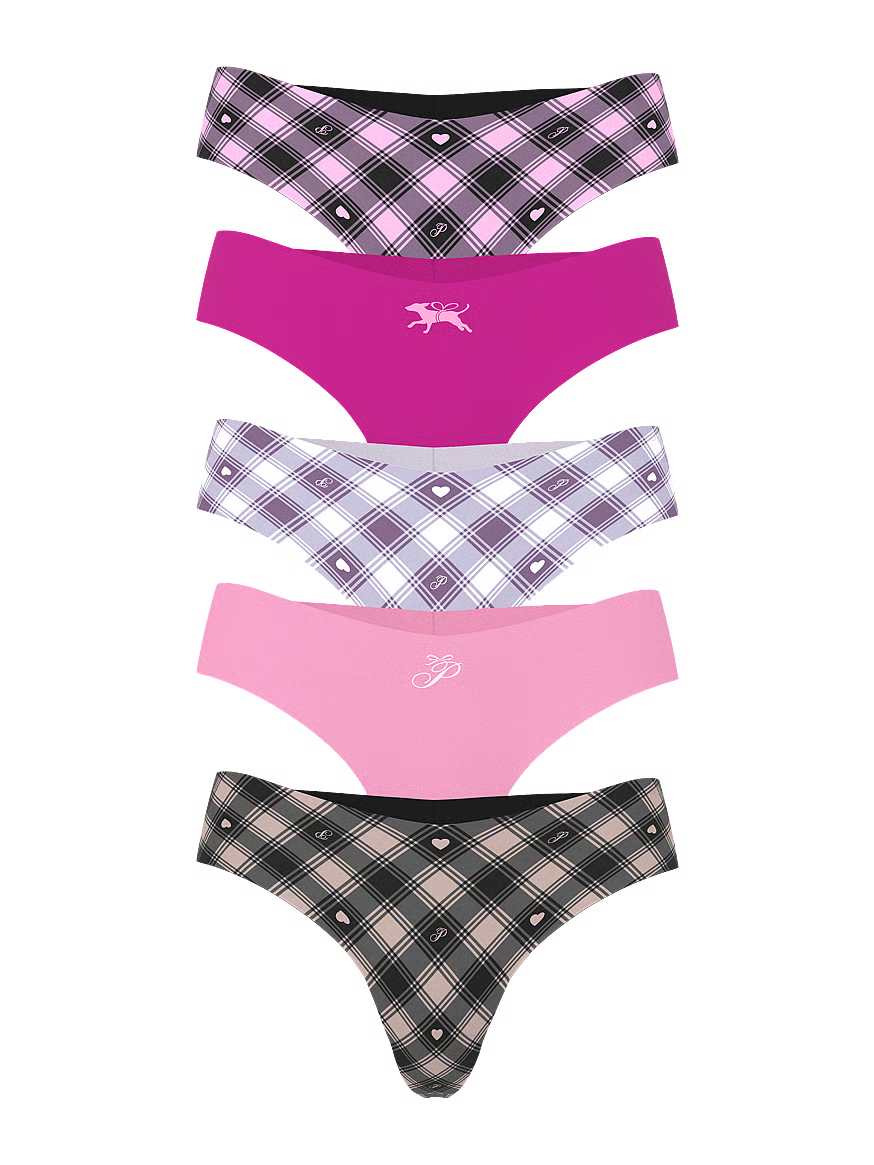 PINK 5-Pack No-Show Thong Panties